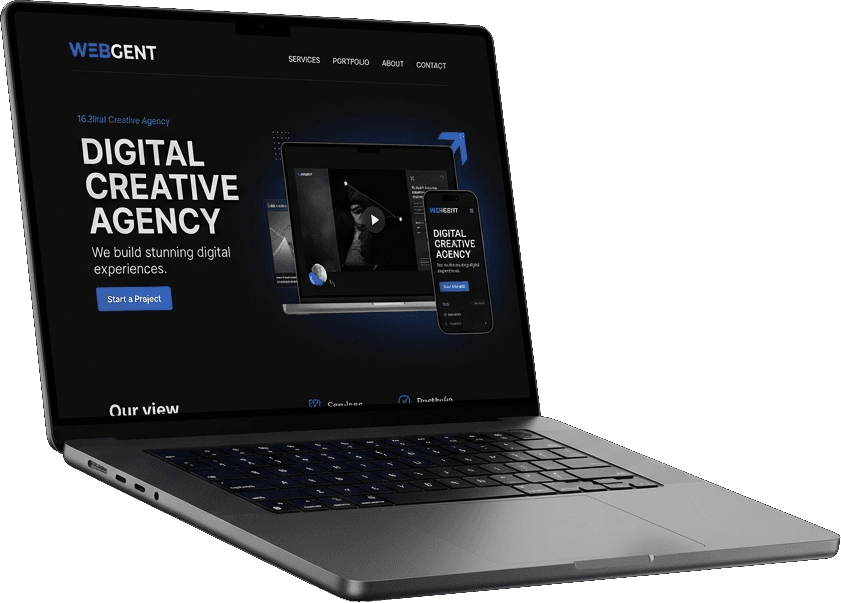 Webgent responsive website open on laptop screen